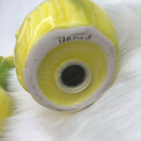 Vintage 50s 60s Yellow Onion Smiley Ceramic Salt Pepper Seasoning Shakers Japan - Picture 8 of 9